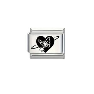 Butterfly in Heart with Star‎ Charmlink for Italian Charm Bracelet 9Mm